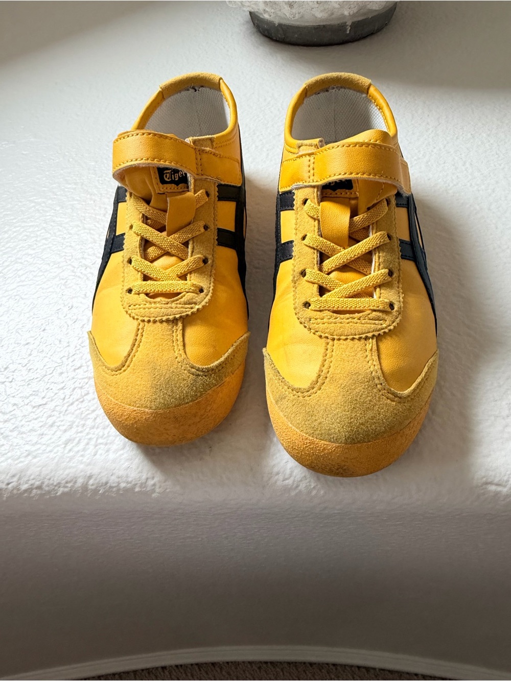 Onitsuka Tiger by Asics Kids Yellow Sneakers with Black Stripes